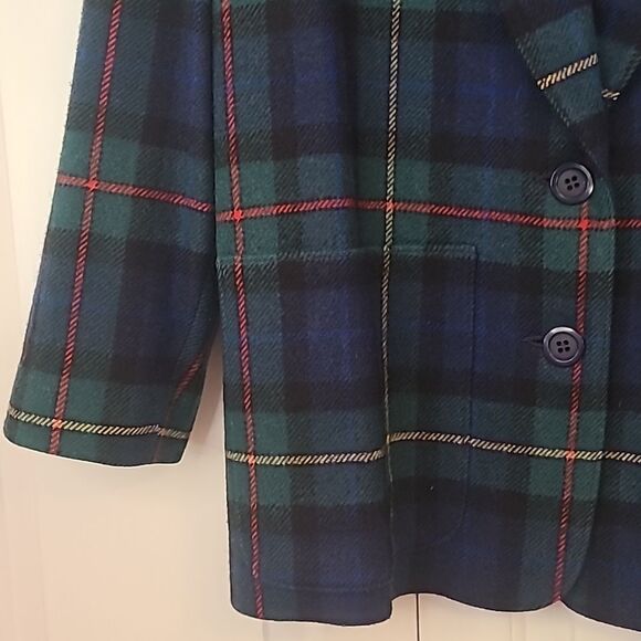 Pendlelton Blue Green Wool Smith Tartan Plaid Blazer & Shorts Set Size 16/18 - Picture 5 of 16